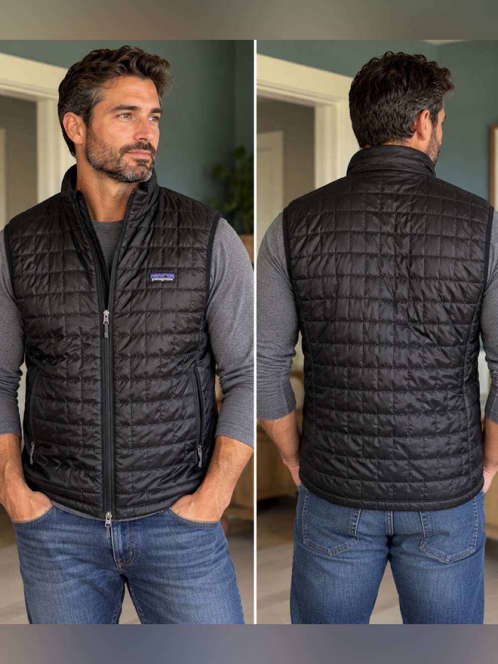 Patagonia Black Quilted Men's XL Insulated Vest with Zip Pockets